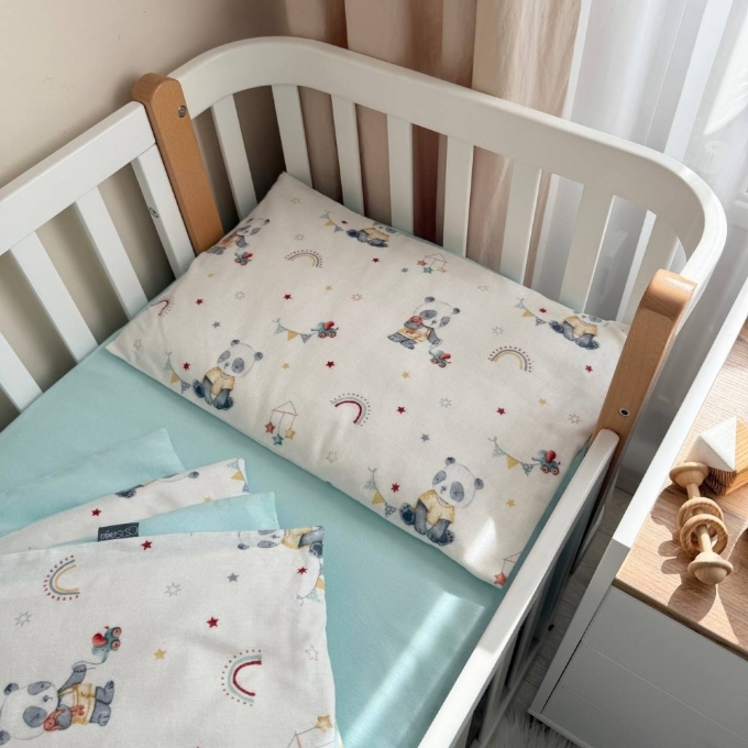 Set lenjerie de schimb pentru patut bebe 3 piese Panda (4)